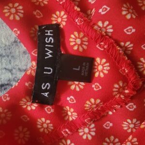 As U Wish Red Floral One Piece Shorts